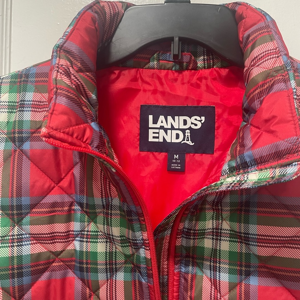 Lands' End Red plaid vest - Picture 3 of 3